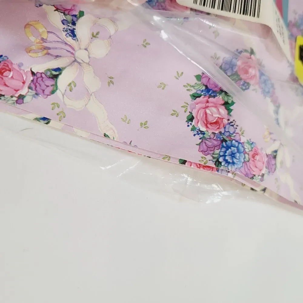 Vintage 80s 90s Forget Me Not Kawaii Pastel Floral Ribbon Gift Wrap